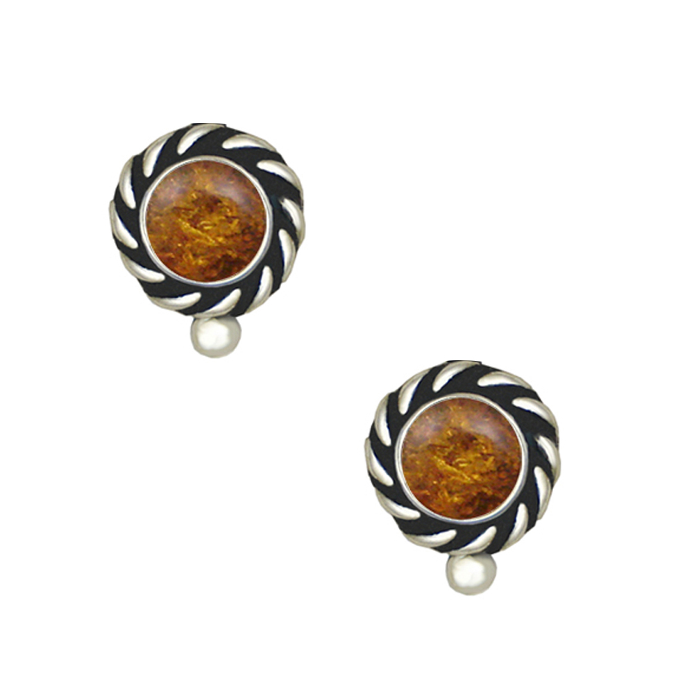 Sterling Silver Little Amber Post Stud Earrings